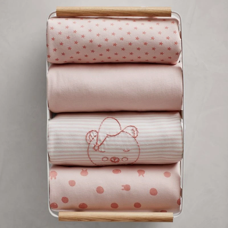 Baby's First Pink Organic Cotton Jersey Baby Crib Fitted Sheet