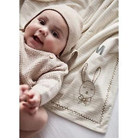 Natural Stripe Organic Cotton Heathered Jersey Baby Stroller Blanket