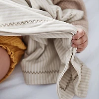 Natural Stripe Organic Cotton Heathered Jersey Baby Stroller Blanket