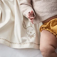 Natural Stripe Organic Cotton Heathered Jersey Baby Stroller Blanket