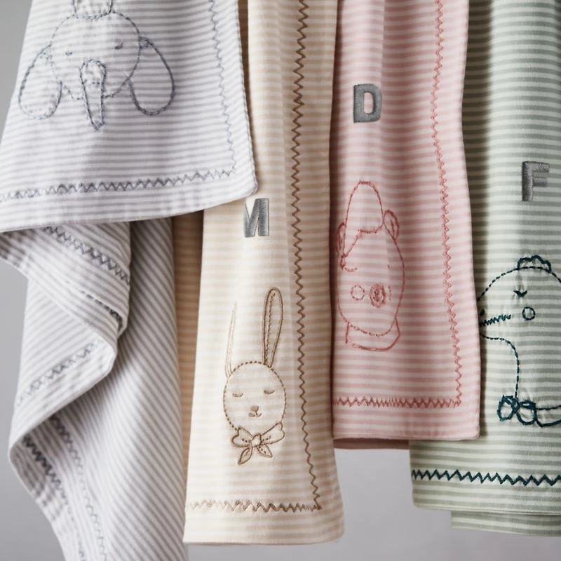 Natural Stripe Organic Cotton Heathered Jersey Baby Stroller Blanket