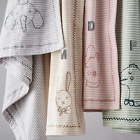 Natural Stripe Organic Cotton Heathered Jersey Baby Stroller Blanket