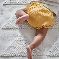 Hi/Low Triangle Pampas Ivory Flatweave Kids Performance Area Rug 5'x8'