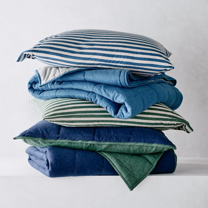 Comfy Tee Green Stripe Organic Cotton Jersey Kids Twin Sheet Set