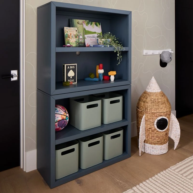 Ever Simple Modular Slate Blue Wood Kids Bookcase