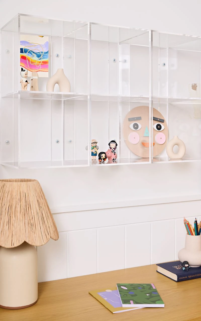 Now You See It Clear Acrylic 2-Bin Floating Shelf Bookcase