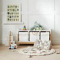 Rue White Wood 3-Cube Low Bookcase