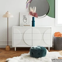 Roselle White Wood Wide 6-Drawer Dresser