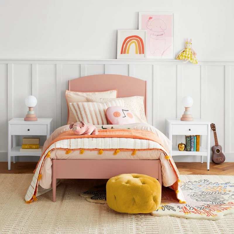 Pink Striped Waffle Weave Organic Cotton Kids Pillow Sham