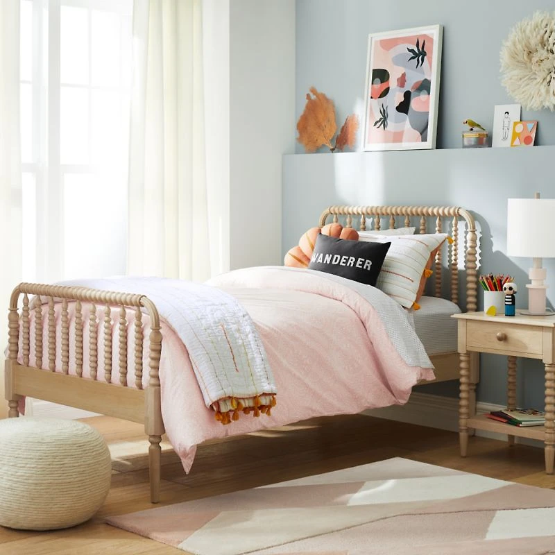 Jenny Lind Maple Wood Spindle Kids Nightstand with Drawer