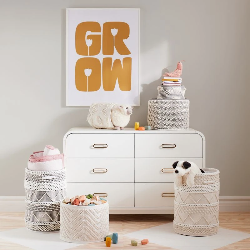 Dottie Grey Woven Macrame Kids Small Storage Bin