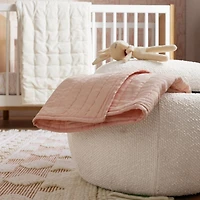 Pollie White Snow Boucle Round Storage Nursery Ottoman