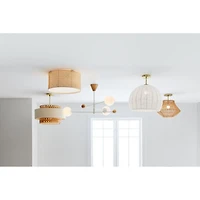 Quinn White Metal & Wood 28" Kids Ceiling Light