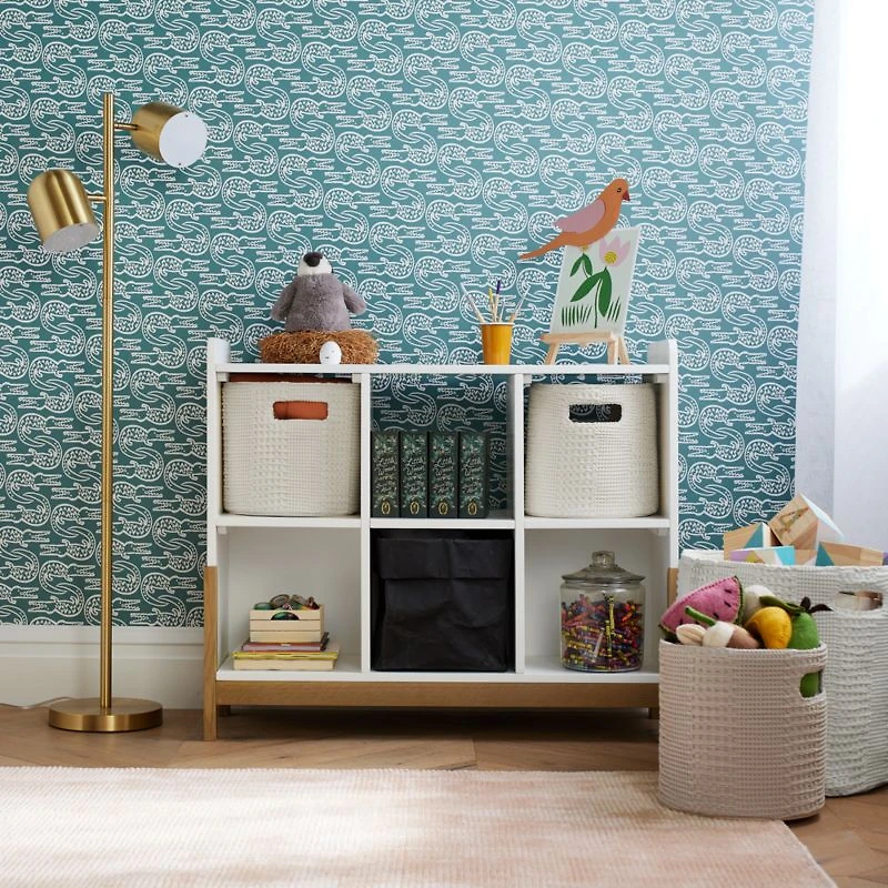Nella Ochre Yellow Cotton Waffle Weave Large Storage Bin with Handles