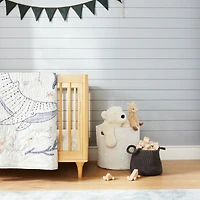 Nella Ochre Yellow Cotton Waffle Weave Large Storage Bin with Handles