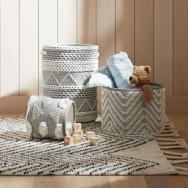 Dottie Grey Woven Macrame Kids Small Storage Bin