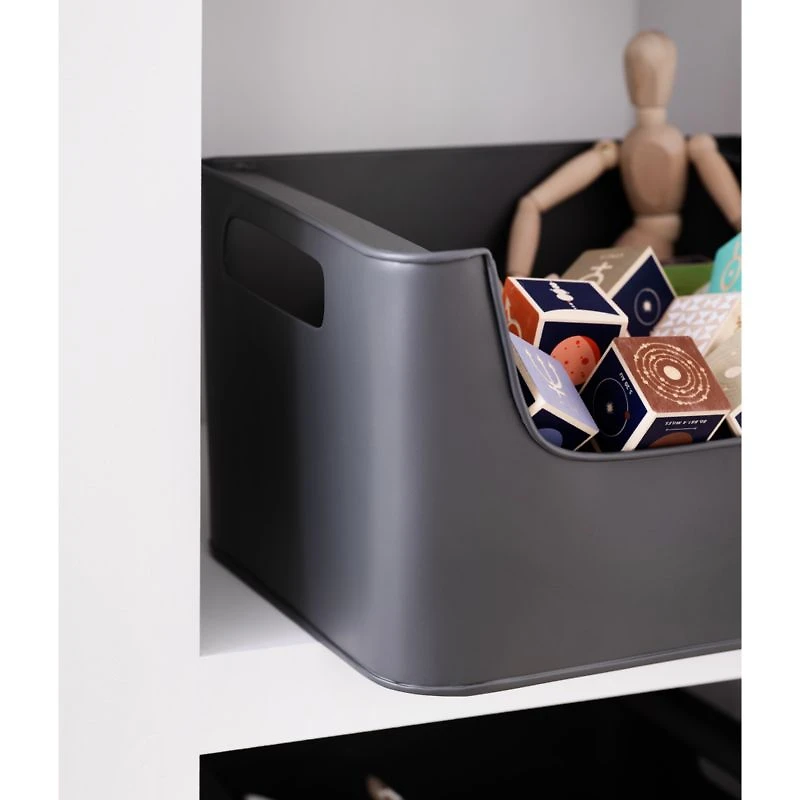 Small Charcoal Metal Stacking Storage Bin