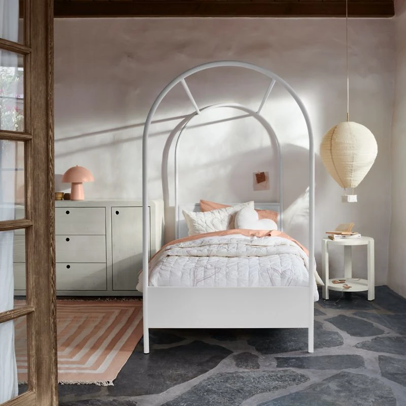 Montauk White Wood Round Nursery Side Table by Leanne Ford