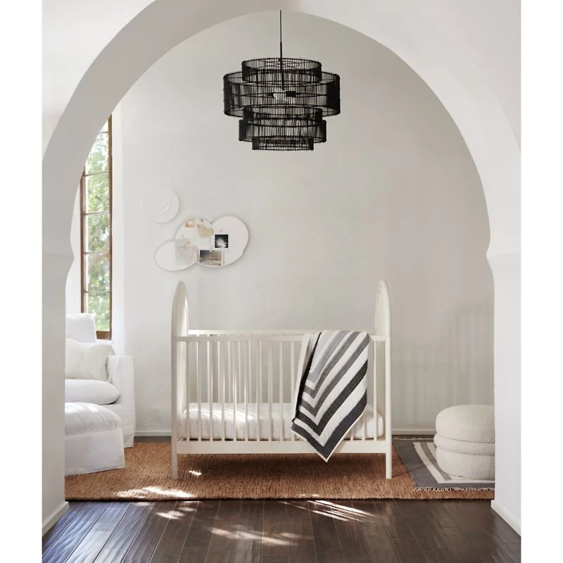 Faded Organic Grey Geometric Baby Crib Quilt by Leanne Ford