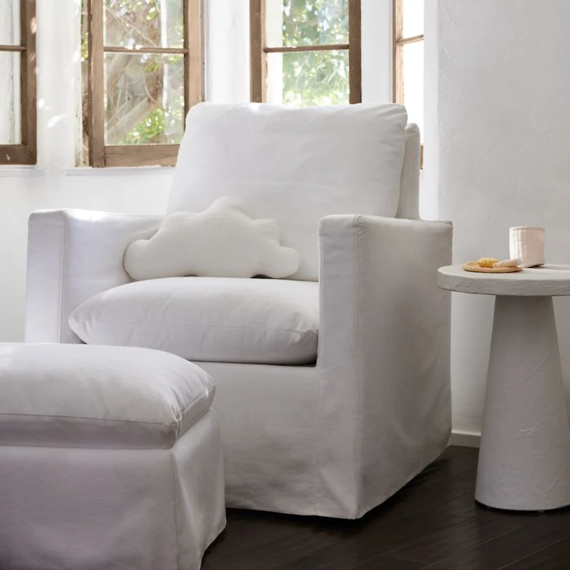 Ever Slipcovered White Nursery Glider Chair by Leanne Ford