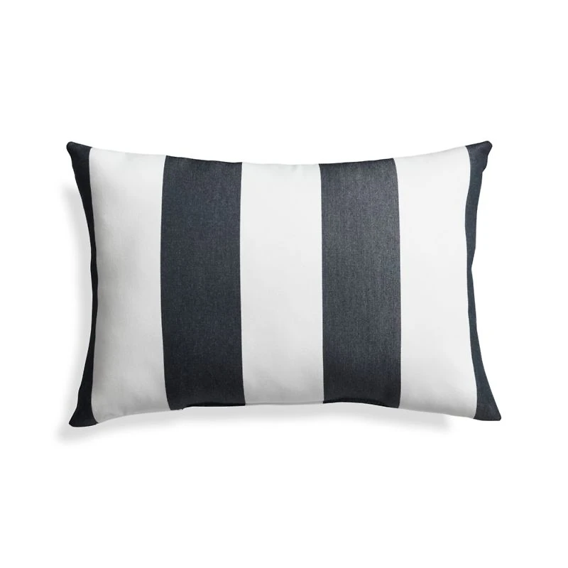 Sunbrella ® Cabana Stripe Navy Outdoor Lumbar Pillow