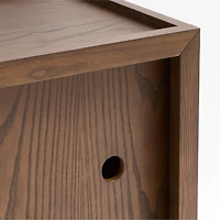 Cade Deep Brown Wood 2-Cube Stackable Bookcase with Sliding Doors