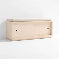 Cade Sunwashed Wood 3-Cube Sliding Door Bench with Natural Cushion
