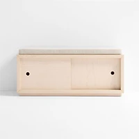 Cade Sunwashed Wood 3-Cube Sliding Door Bench with Natural Cushion