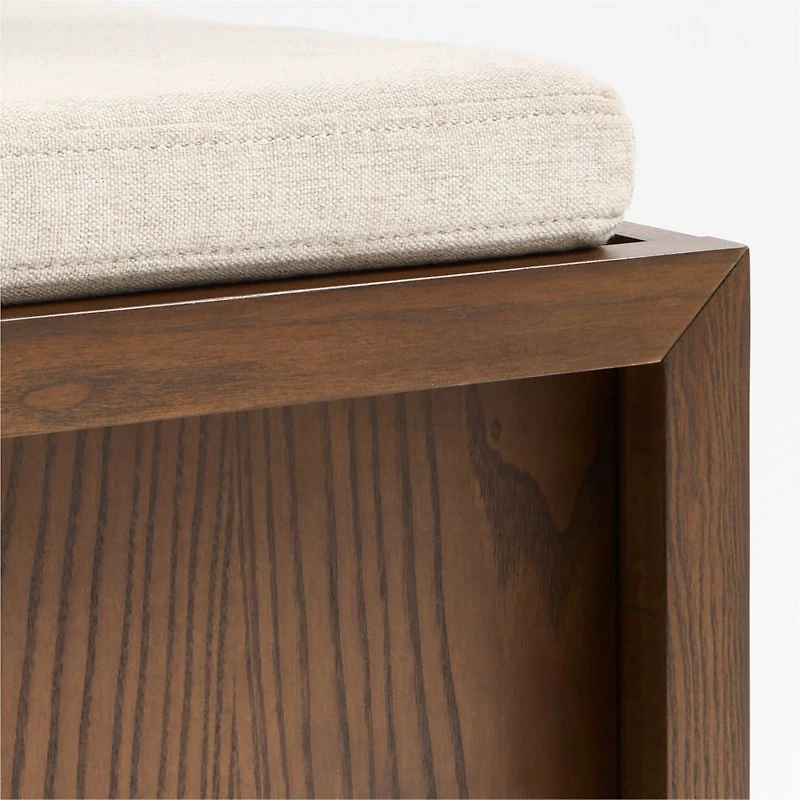 Cade Deep Brown Wood 3-Cube Sliding Door Bench with Natural Cushion