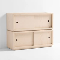 Cade Set of 2 Sunwashed Wood Stackable Sliding Door Cube Bookcase