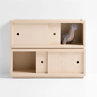 Cade Set of 2 Sunwashed Wood Stackable Sliding Door Cube Bookcase