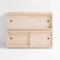Cade Set of 2 Sunwashed Wood Stackable Sliding Door Cube Bookcase