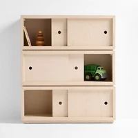 Cade Set of 3 Sunwashed Wood Stackable Sliding Door Cube Bookcase