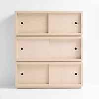 Cade Set of 3 Sunwashed Wood Stackable Sliding Door Cube Bookcase