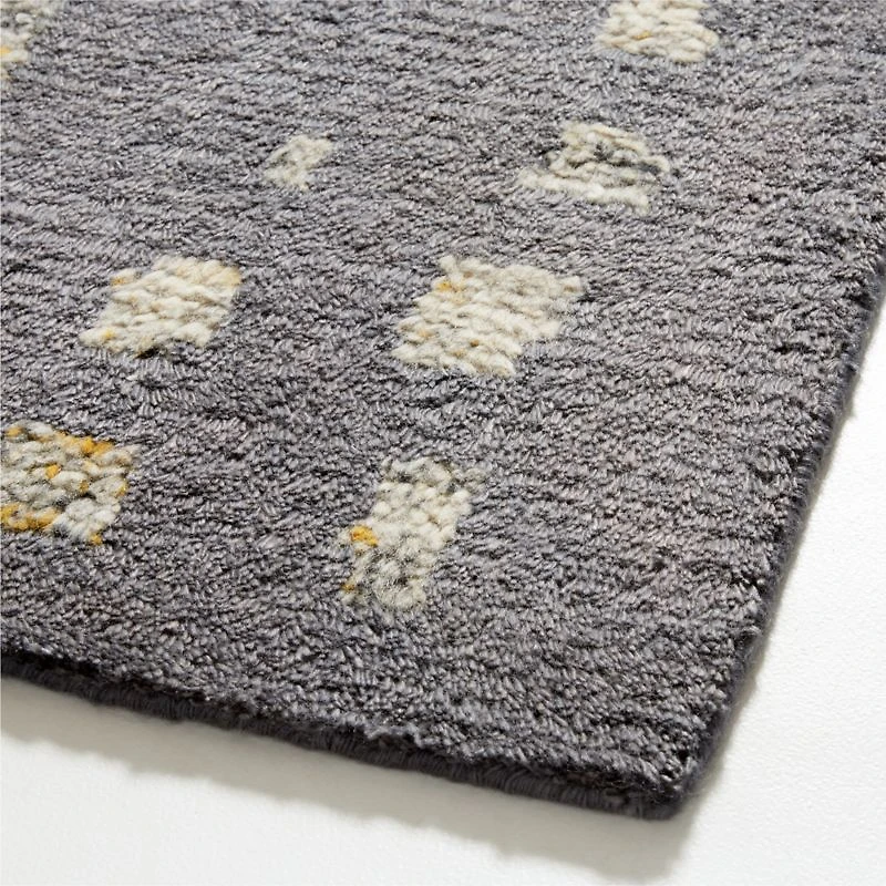 Calais Textured Wool-Blend Hand-Knotted Carbon Grey Area Rug 6'x9'