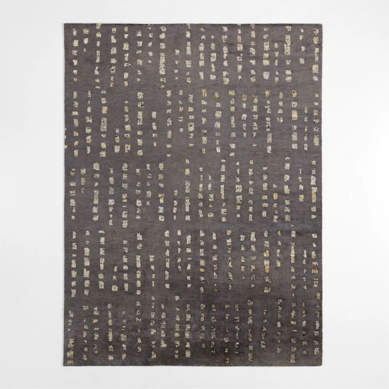Calais Textured Wool-Blend Hand-Knotted Carbon Grey Area Rug 6'x9'