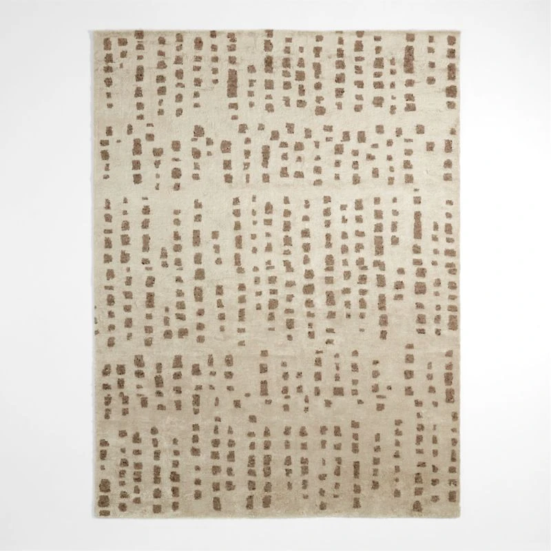 Calais Textured Wool-Blend Hand-Knotted Latte Brown Area Rug 9'x12'