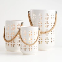 Calas White Ceramic Lantern 10.75"
