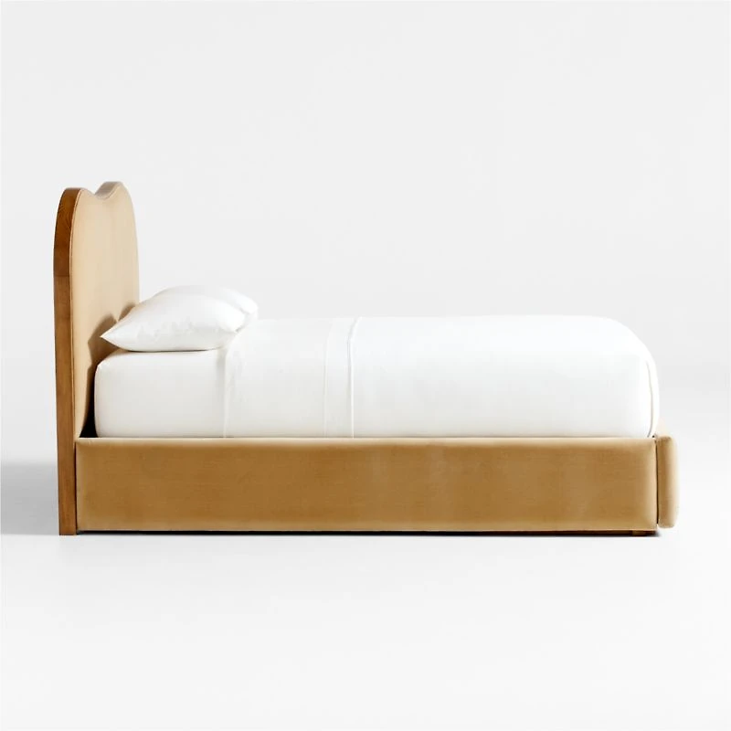 Caldwell Camel Brown Oak Wood Upholstered Storage Queen Bed by Jake Arnold