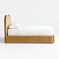 Caldwell Camel Brown Oak Wood Upholstered Storage Queen Bed by Jake Arnold