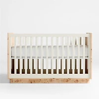 Calli Burlwood and Linen White Convertible Baby Crib