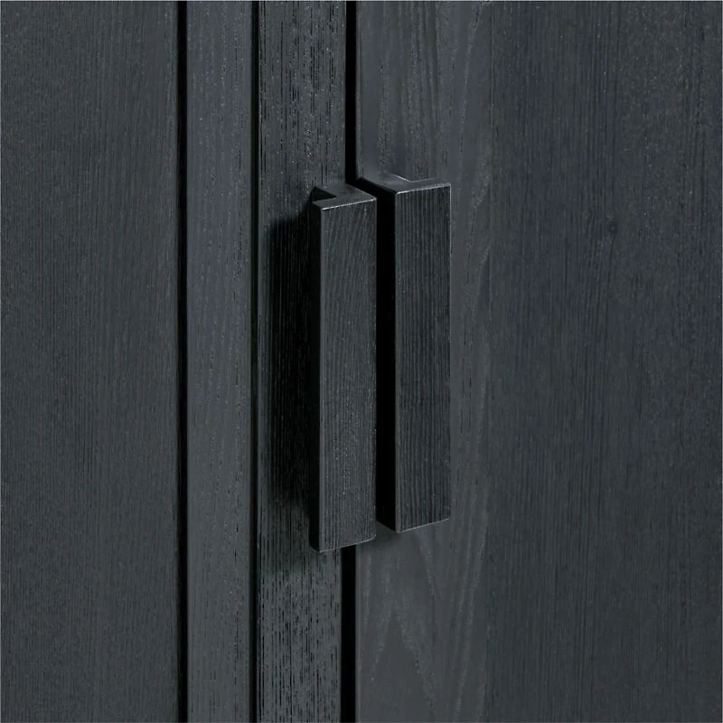 Calypso 162" Black Wood Media Console Set with Wood Door Bookcase