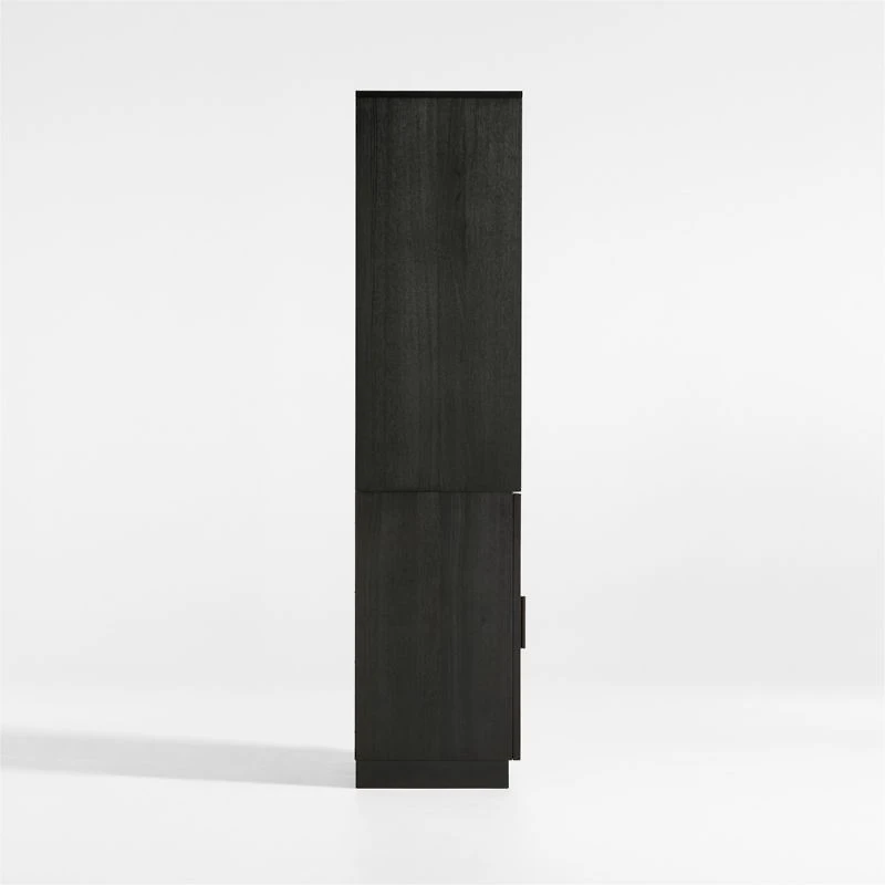 Calypso 162" Black Wood Media Console Set with Wood Door Bookcase