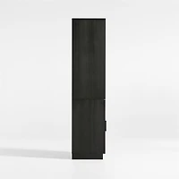 Calypso 162" Black Wood Media Console Set with Wood Door Bookcase