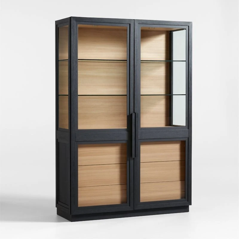 Calypso 54" Large Two-Toned Black Elm Wood Storage Cabinet