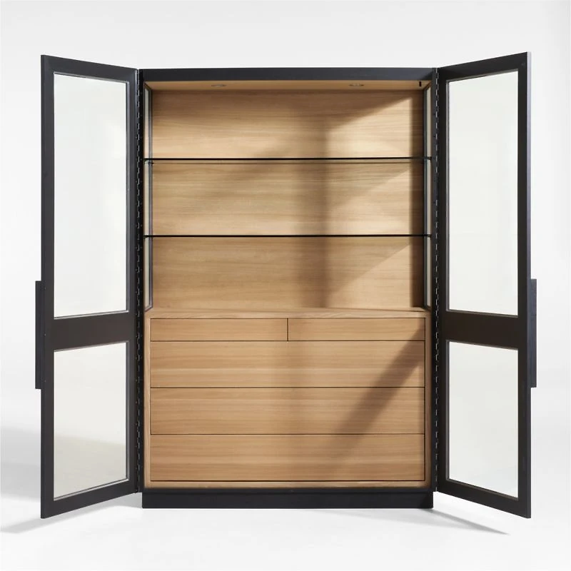 Calypso 54" Large Two-Toned Black Elm Wood Storage Cabinet