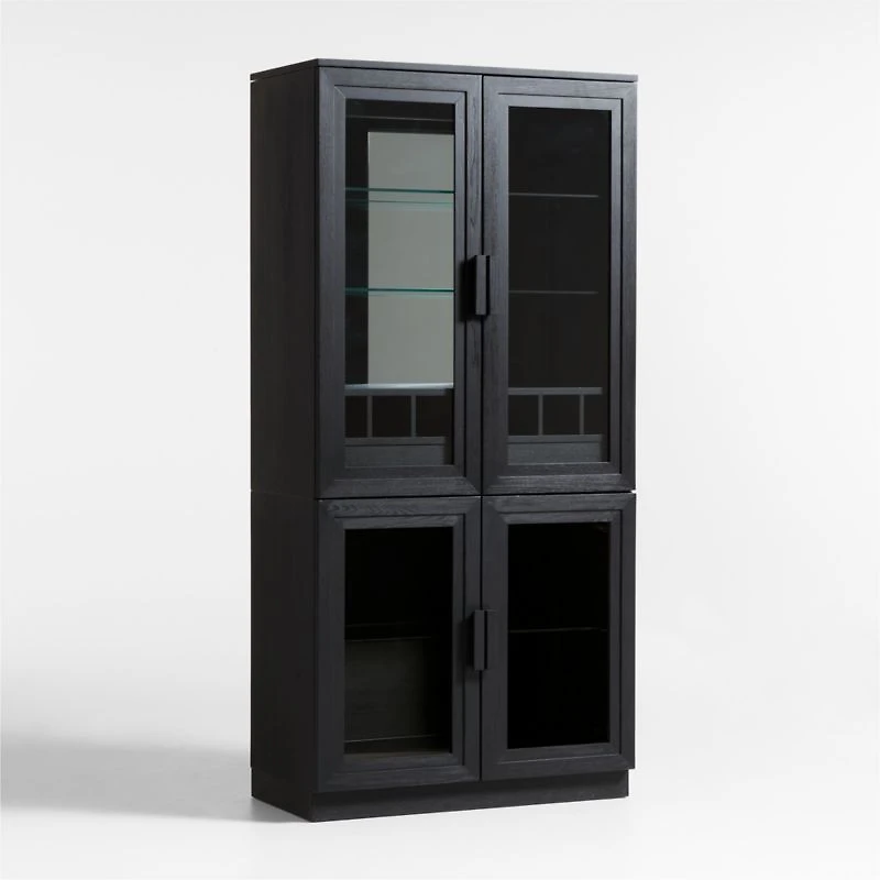 Calypso 36" Black Glass-Door Bar Cabinet