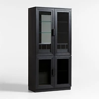 Calypso 36" Black Glass-Door Bar Cabinet