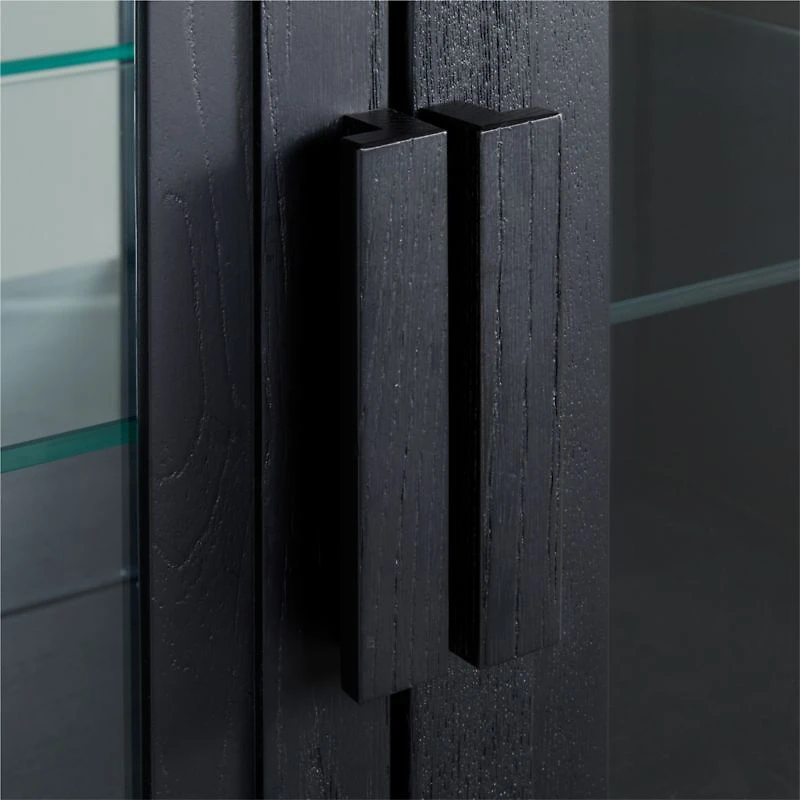 Calypso 36" Black Glass-Door Bar Cabinet