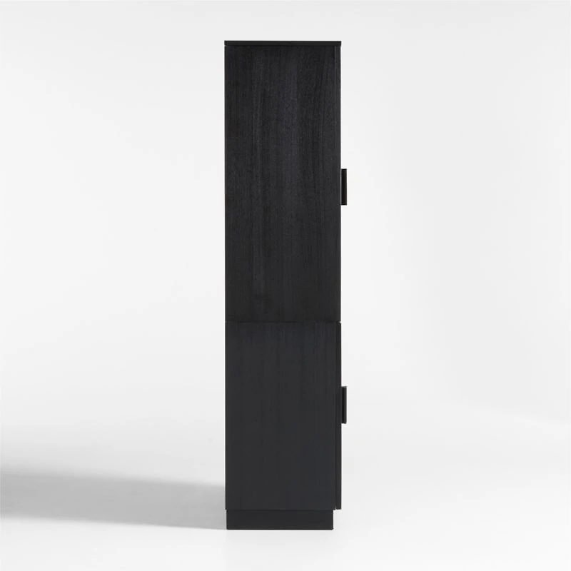 Calypso 36" Black Glass-Door Bar Cabinet